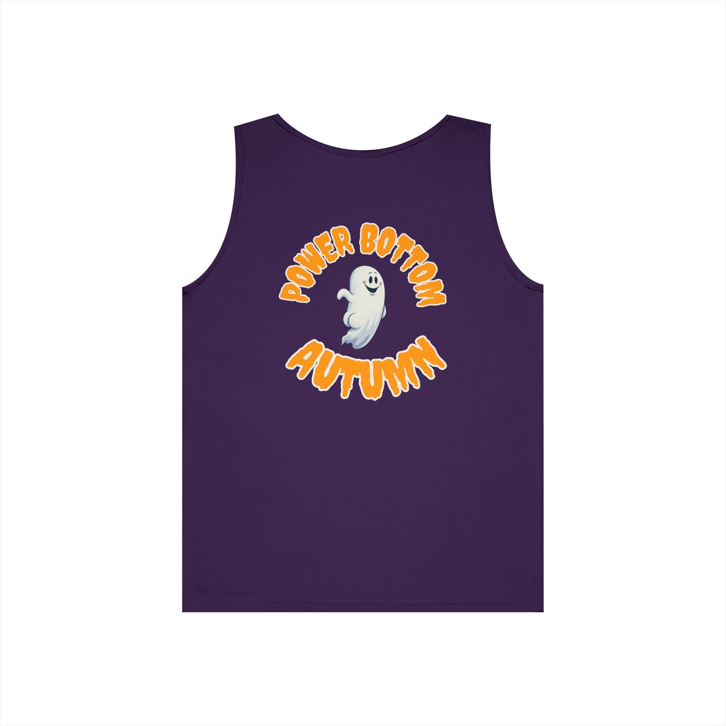 Power Bottom Autumn - White Ghost // Unisex Heavy Cotton Ghost Theme Tank Top - Fall Vibes