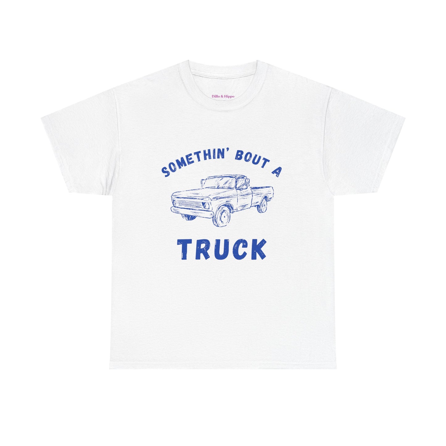 Somethin' Bout A Truck - Cobalt Distressed // Vintage Truck Graphic Unisex Heavy Cotton Tee - Perfect for Truck Lovers