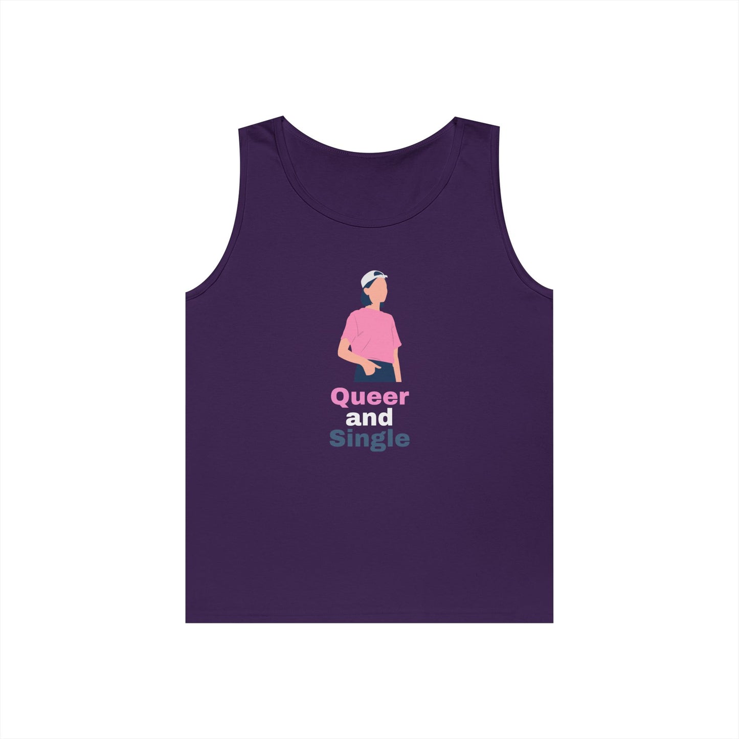 Queer and Single // Unisex Heavy Cotton Tank Top