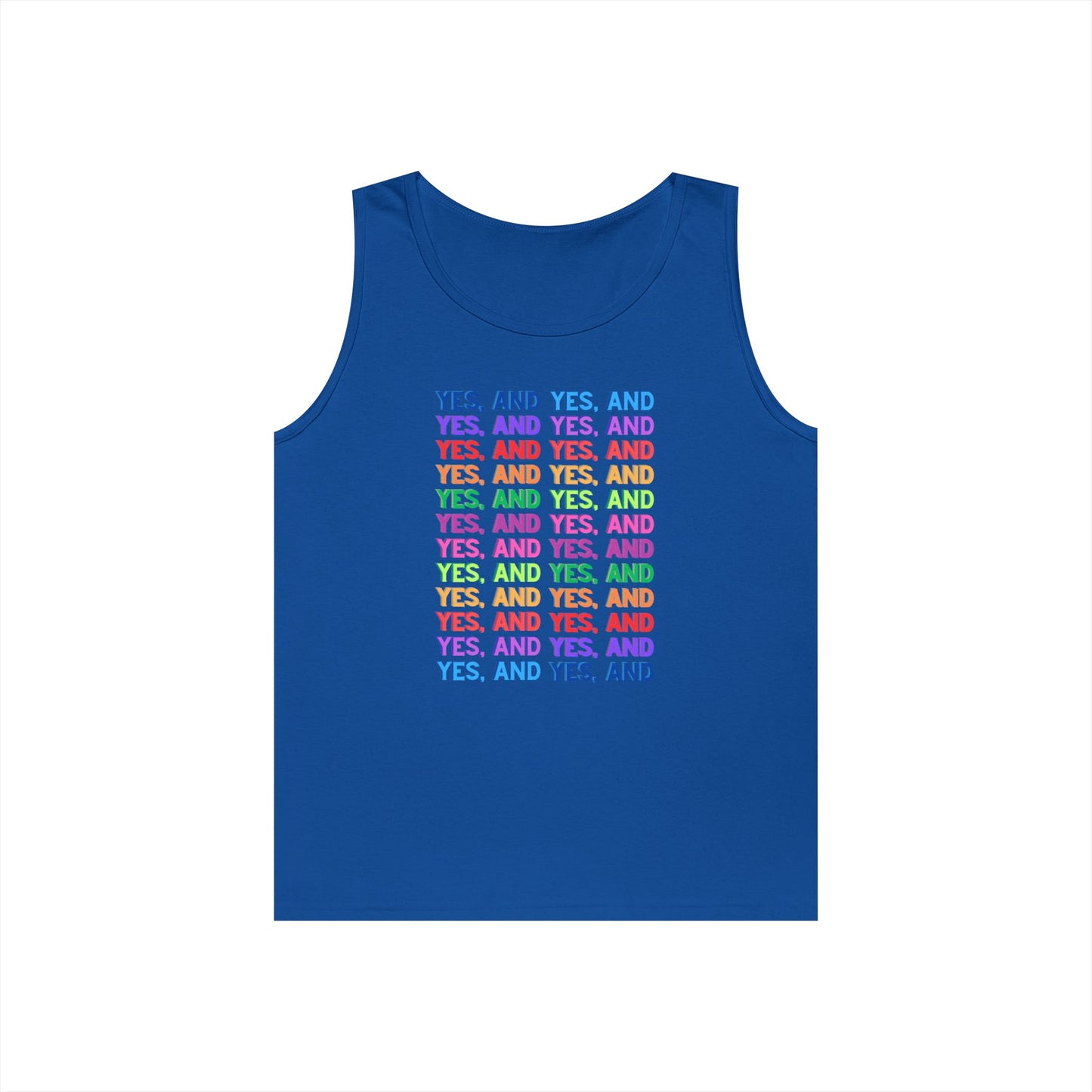 Improv, "Yes, And" // Positive Vibes Unisex Cotton Tank Top - Colorful 'YES' Design
