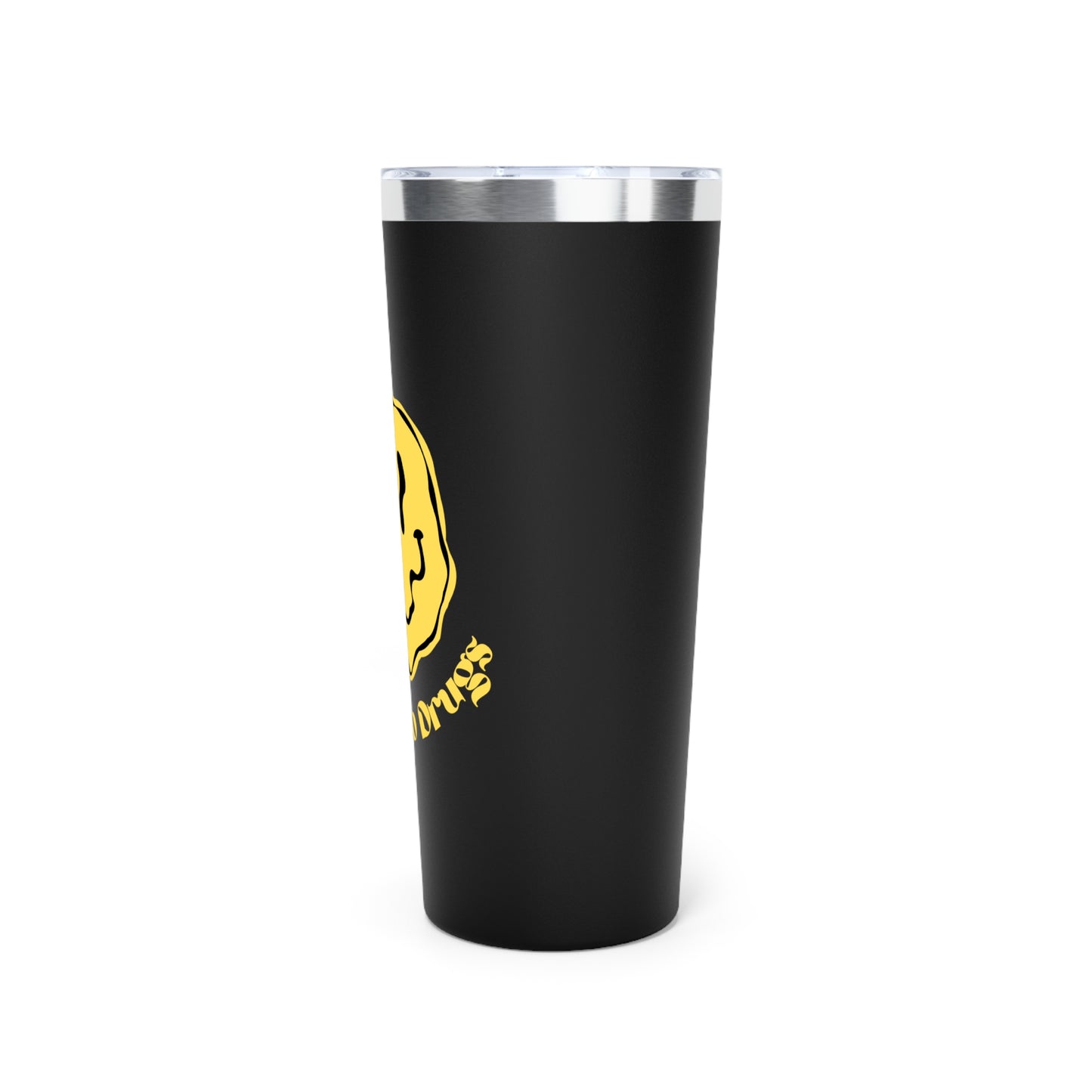 Say Yes to Drugs Smiley // Copper Vacuum Insulated Tumbler, 22oz - Blue Text