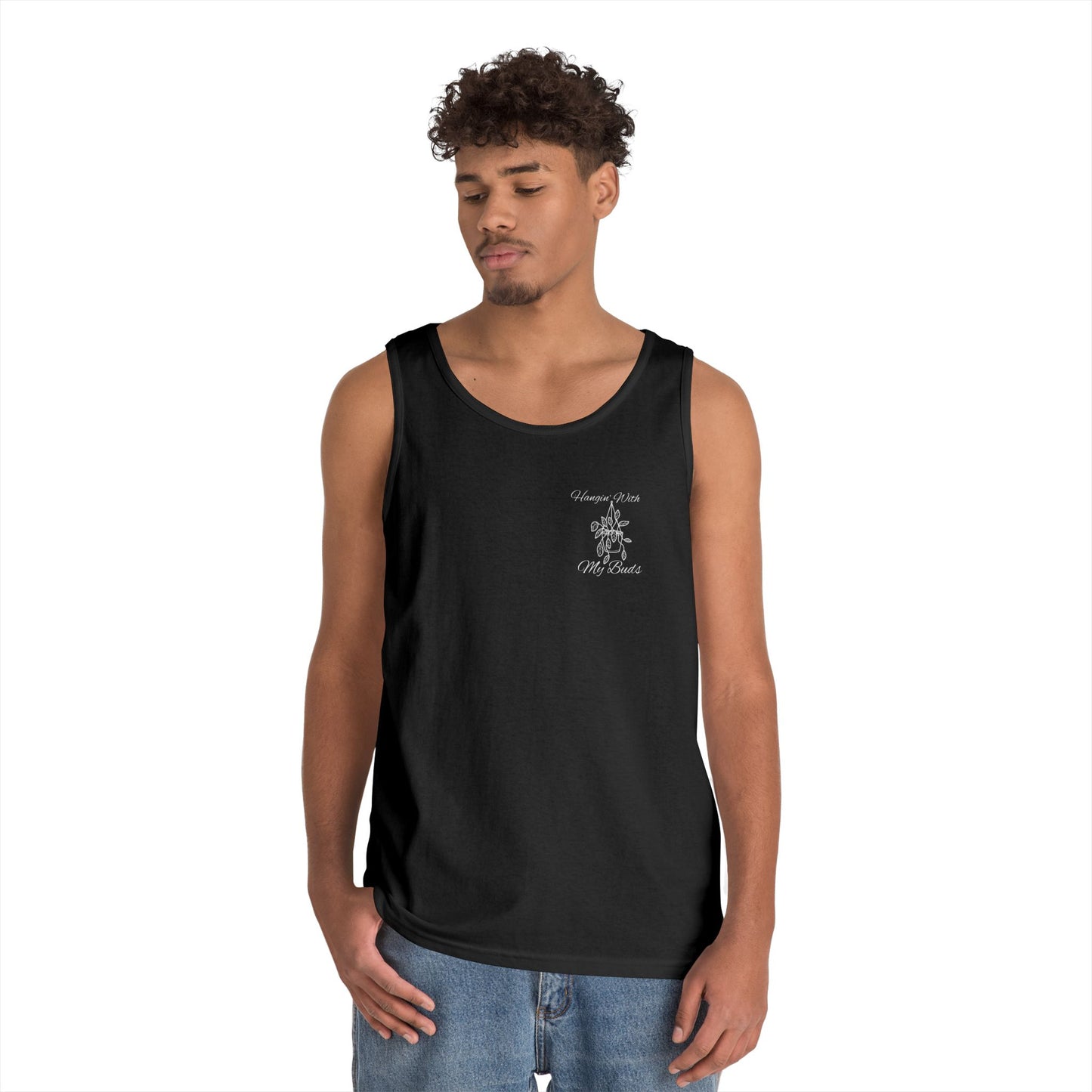 Hangin' With My Buds // Happy Plant Lover Unisex Heavy Cotton Tank Top - Perfect for Gardening Enthusiasts