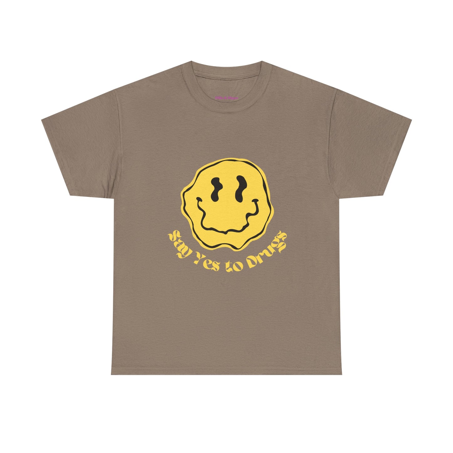 Say Yes to Drugs // Unisex Heavy Cotton Tee - Happy Smiley Face Graphic T-Shirt