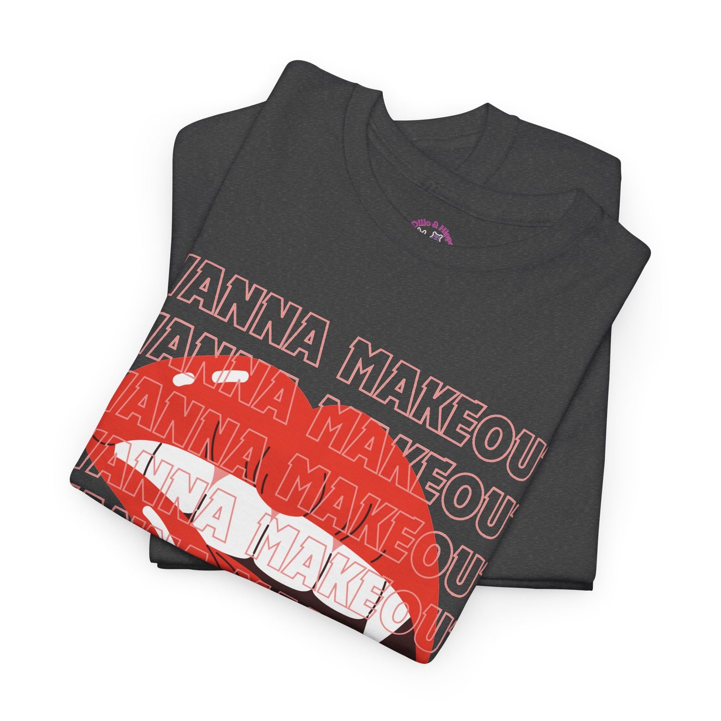 Unisex Heavy Cotton Tee - 'Wanna Makeout' Graphic Tee, Trendy Casual Wear, Perfect for Parties, Fun Couple's Tee