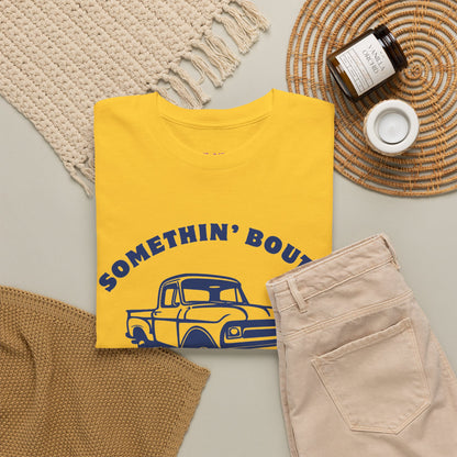 Somethin' Bout a Truck - Navy Pickup // Unisex Heavy Cotton Tee - Perfect for Truck Lovers
