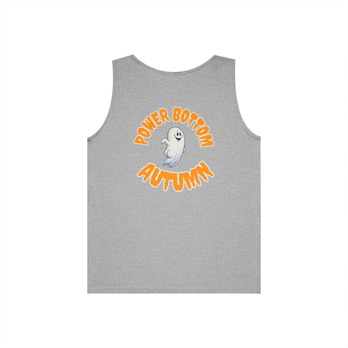 Power Bottom Autumn - White Ghost // Unisex Heavy Cotton Ghost Theme Tank Top - Fall Vibes
