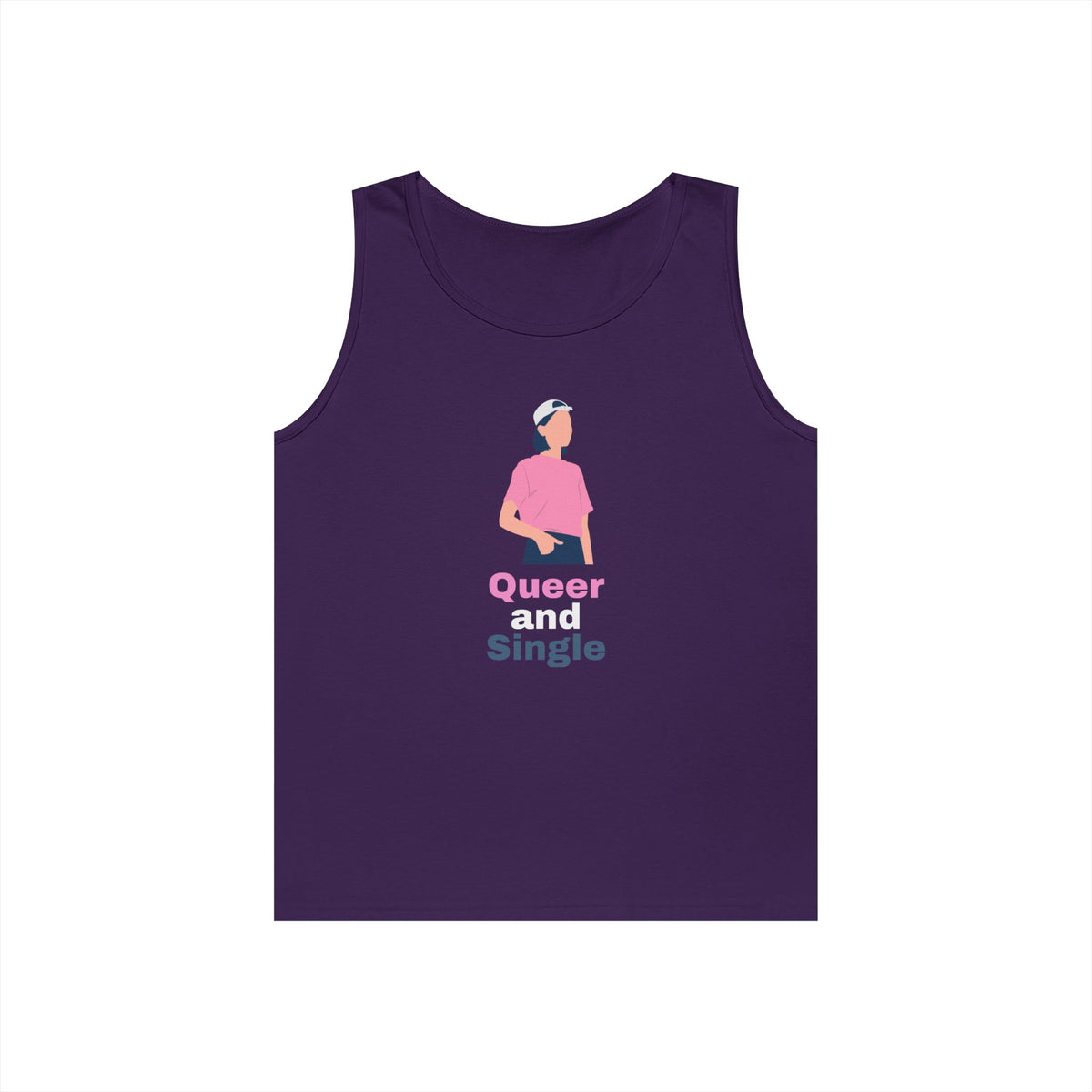 Queer and Single // Unisex Heavy Cotton Tank Top