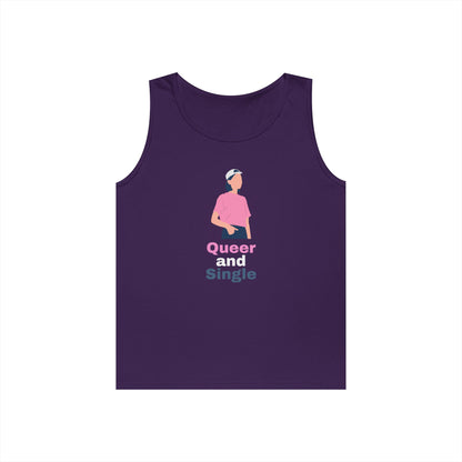 Queer and Single // Unisex Heavy Cotton Tank Top