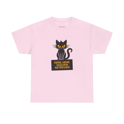 Black Cat with Sign //  Unisex Heavy Cotton Tee