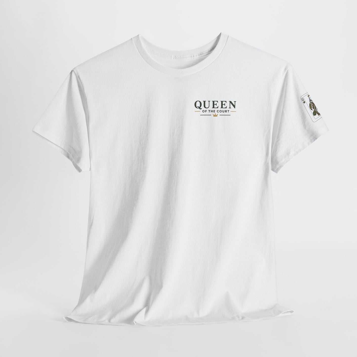 Pickleball - Queen of the Court - Sleeve Design - Vintage Playing Card Graphic T-Shirt