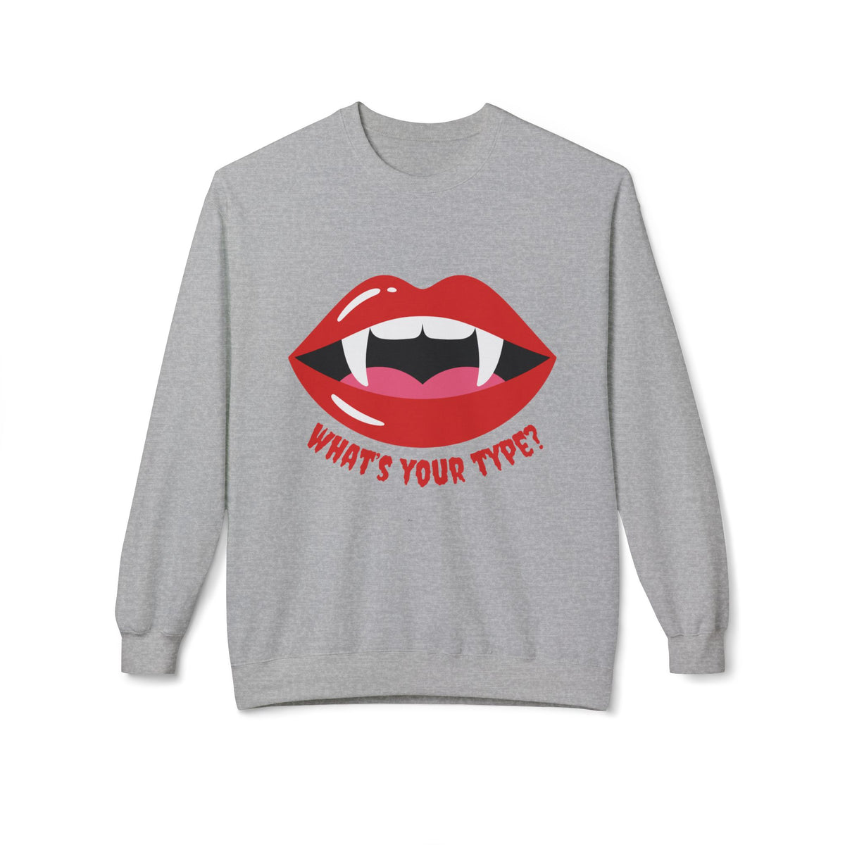 Vampire Lips Crewneck: Unisex Heavy Cotton Sweatshirt for Halloween, Party, Gift, Funny T-Shirt, Casual Wear, Trendy Fashion