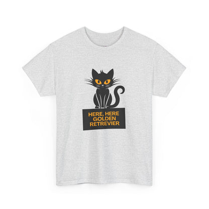 Black Cat with Sign //  Unisex Heavy Cotton Tee