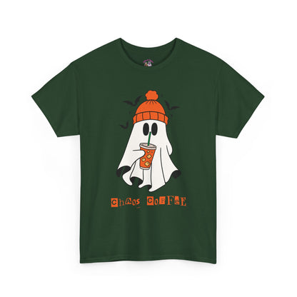 Ghostly Chill Unisex Heavy Cotton Tee, Halloween Shirt, Casual Wear, Fall Fashion, Cute Ghost Tee, Spooky Vibes
