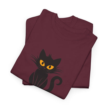 Black Cat with Sign //  Unisex Heavy Cotton Tee