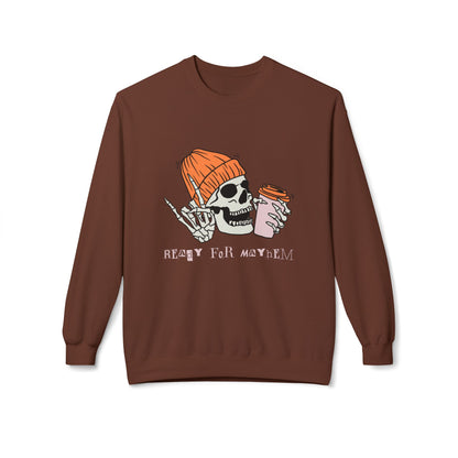 'Ready for Mayhem' Skull Coffee Tee — Casual Graphic Crewneck Swaetshirt
