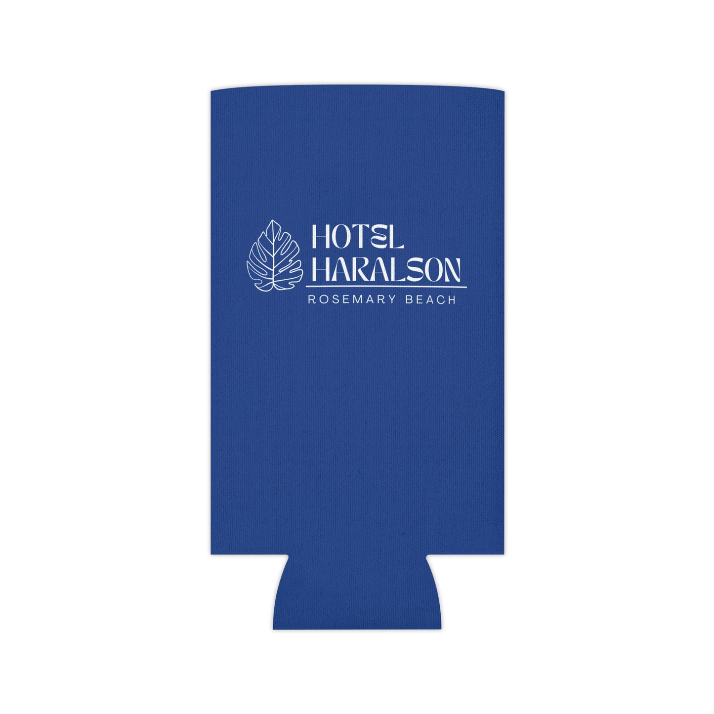 Custom - Personalized Hotel Haralson Can Cooler // Blue w/ White - Ideal for Beach Parties & Celebrations