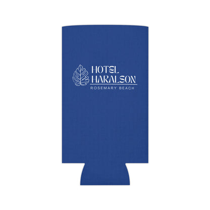 Custom - Personalized Hotel Haralson Can Cooler // Blue w/ White - Ideal for Beach Parties & Celebrations