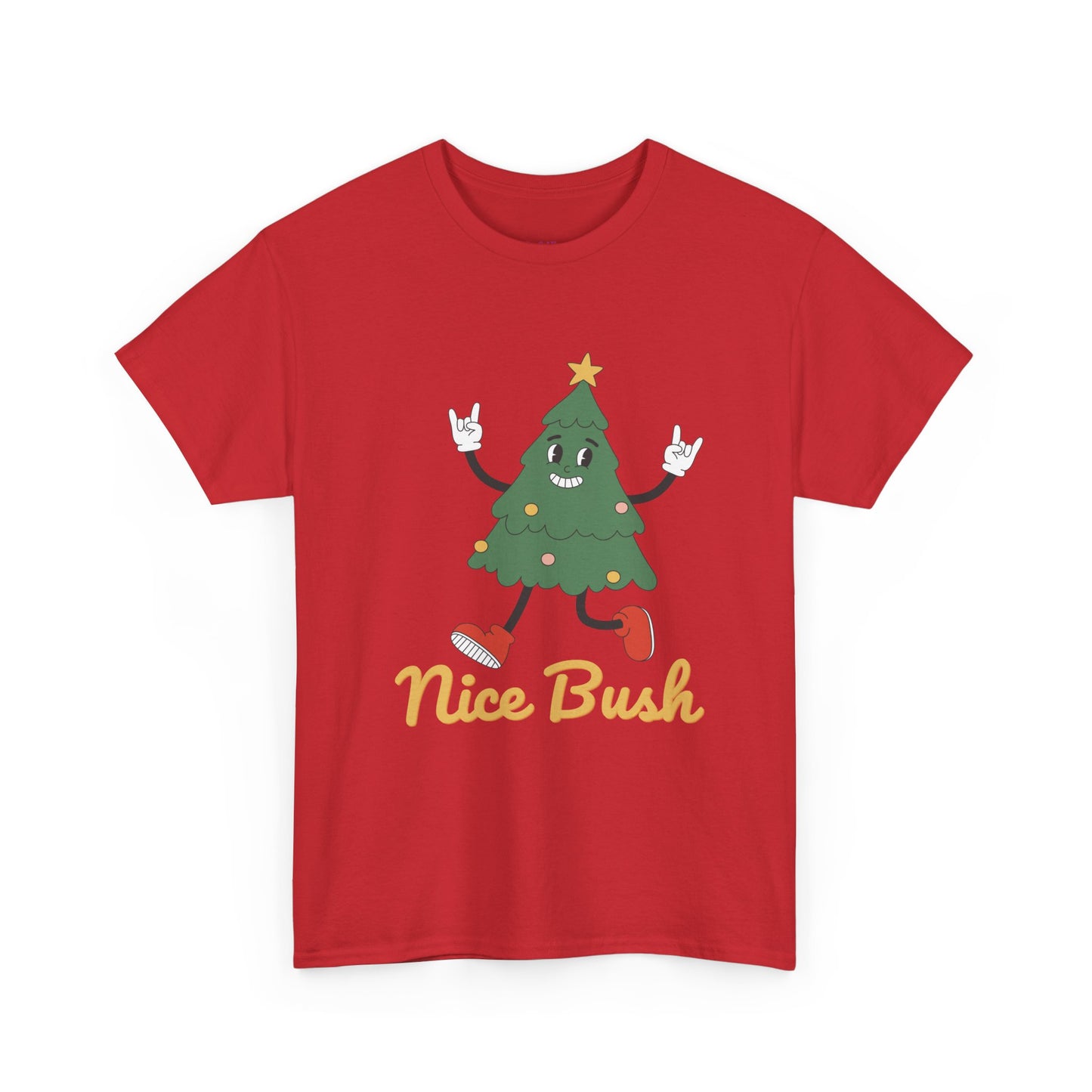 Funny Christmas Tree Tee - 'Nice Bush' Unisex Heavy Cotton T-Shirt