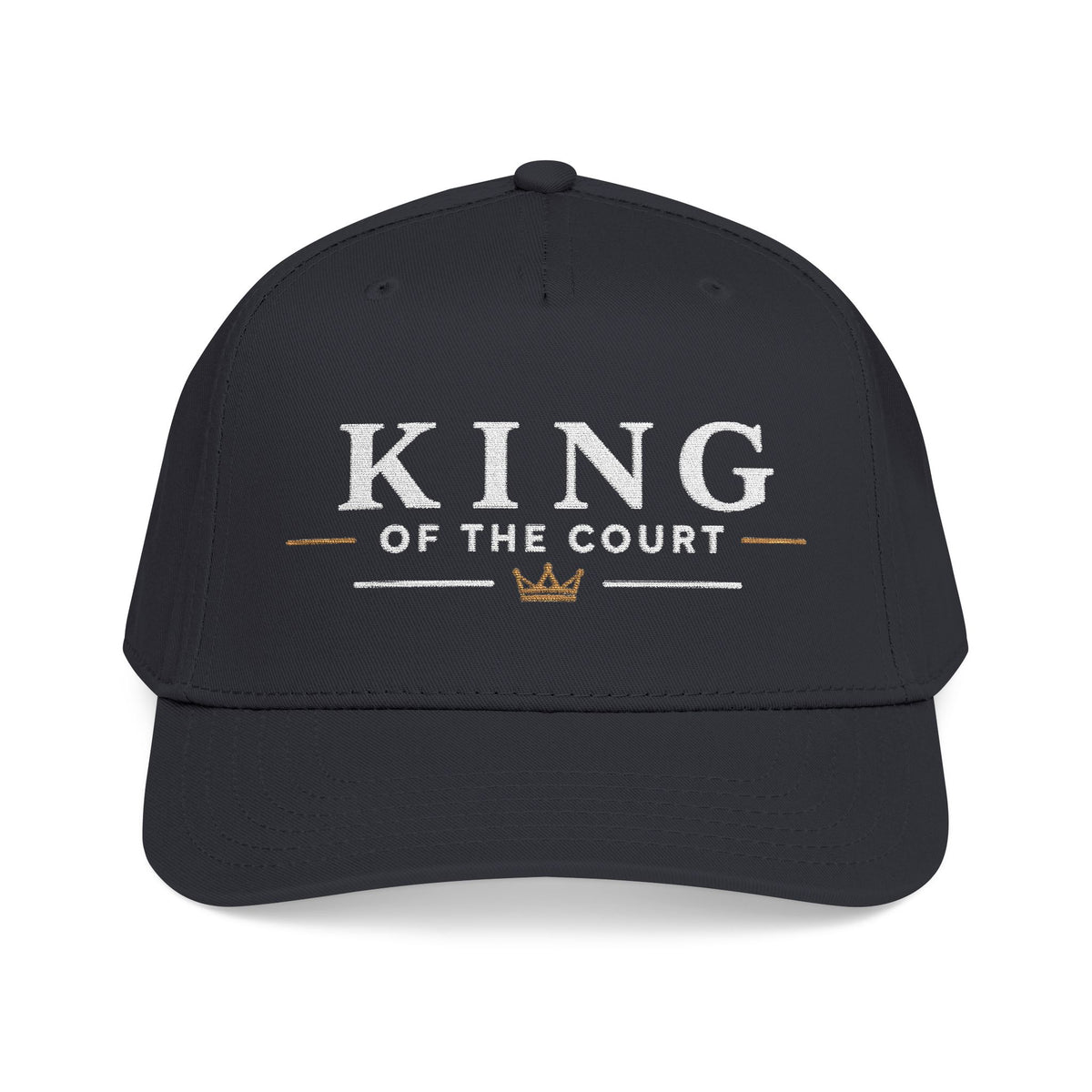 King of the Court - Mid Profile Baseball Cap - Cream on Black