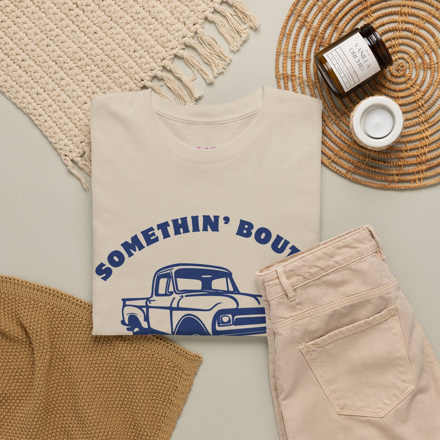 Somethin' Bout a Truck - Navy Pickup // Unisex Heavy Cotton Tee - Perfect for Truck Lovers