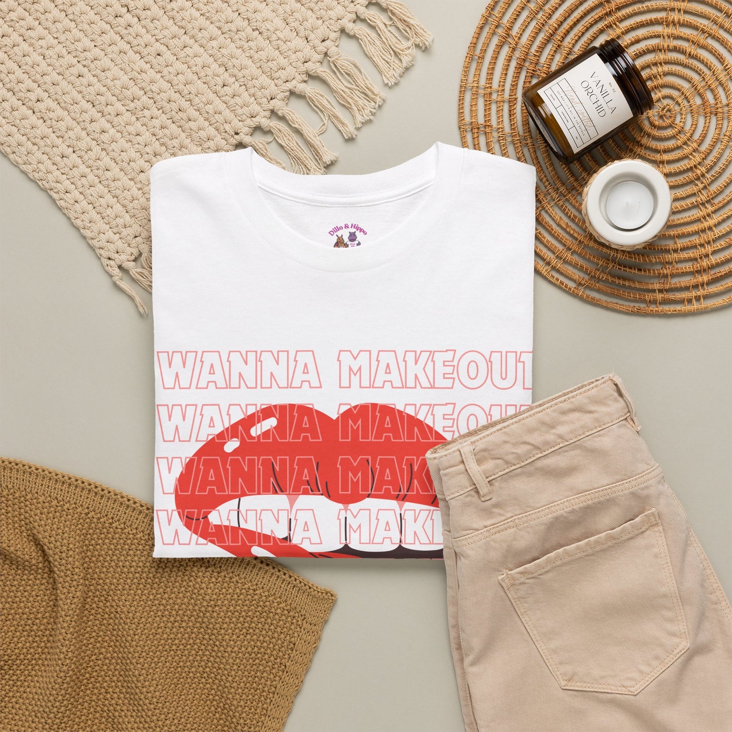 Unisex Heavy Cotton Tee - 'Wanna Makeout' Graphic Tee, Trendy Casual Wear, Perfect for Parties, Fun Couple's Tee