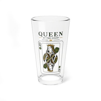 Pickleball - Queen of the Court - Vintage Playing Card  - 16oz Mixing Glass – Cocktail Shaker Glass or Beer Pint Glass