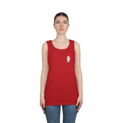 Power Bottom Autumn - White Ghost // Unisex Heavy Cotton Ghost Theme Tank Top - Fall Vibes