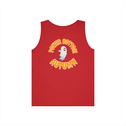 Power Bottom Autumn - White Ghost // Unisex Heavy Cotton Ghost Theme Tank Top - Fall Vibes