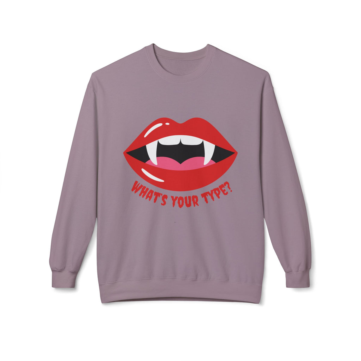 Vampire Lips Crewneck: Unisex Heavy Cotton Sweatshirt for Halloween, Party, Gift, Funny T-Shirt, Casual Wear, Trendy Fashion