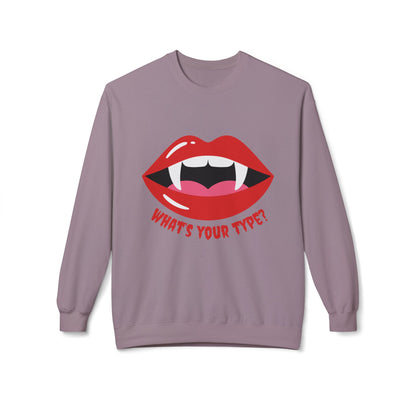 Vampire Lips Crewneck: Unisex Heavy Cotton Sweatshirt for Halloween, Party, Gift, Funny T-Shirt, Casual Wear, Trendy Fashion