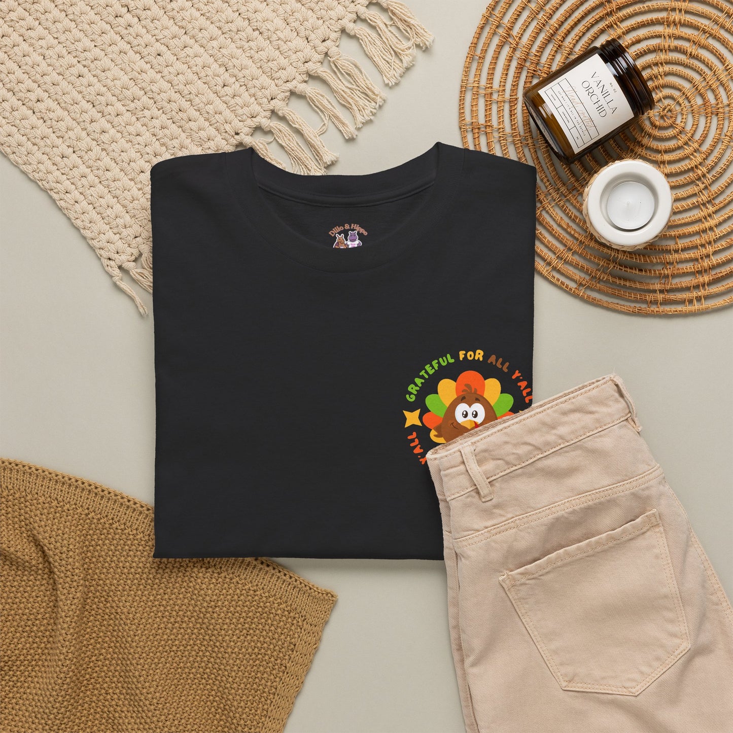 Grateful for All Y'all with Turkey // Pocket Placement // Unisex Jersey Short Sleeve Tee
