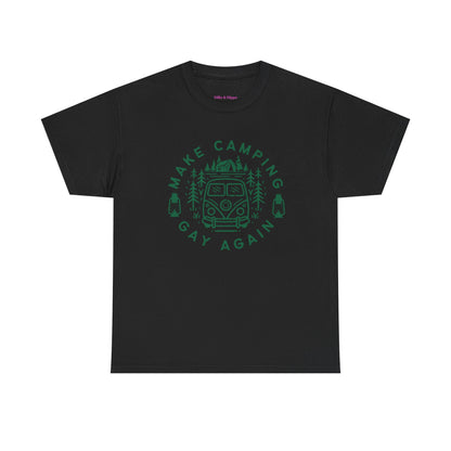 Make Camping Gay Again // Unisex Heavy Cotton Tee - Fun Outdoor Pride Shirt