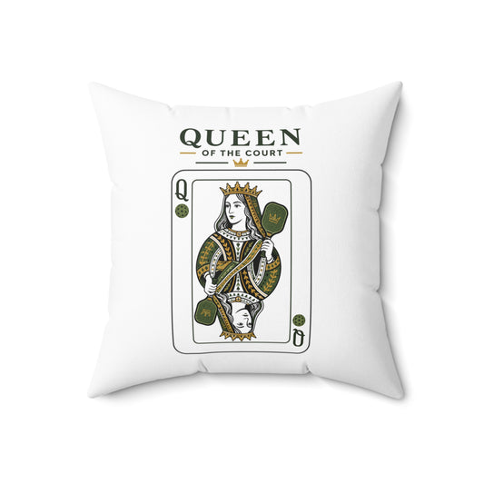 Pickleball - Queen of the Court - Vintage Playing Card -  Decorative Pillow