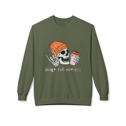 'Ready for Mayhem' Skull Coffee Tee — Casual Graphic Crewneck Swaetshirt