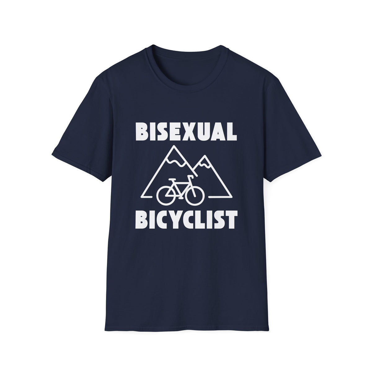Bisexual (Mountain) Bicyclist  // Unisex Softstyle T-Shirt