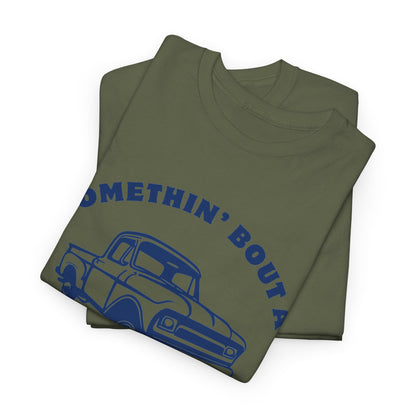 Somethin' Bout a Truck - Navy Pickup // Unisex Heavy Cotton Tee - Perfect for Truck Lovers