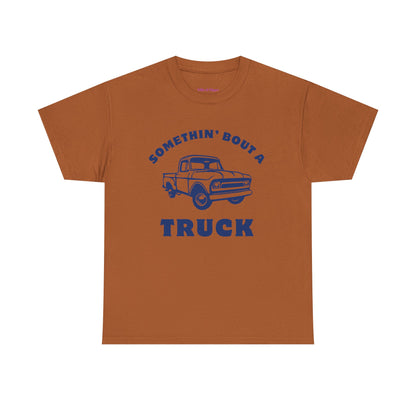 Somethin' Bout a Truck - Navy Pickup // Unisex Heavy Cotton Tee - Perfect for Truck Lovers