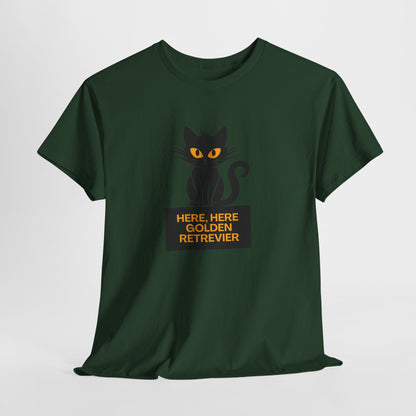 Black Cat with Sign //  Unisex Heavy Cotton Tee