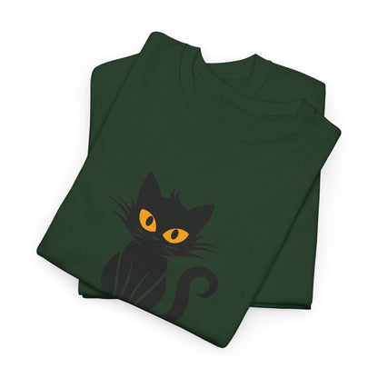 Black Cat with Sign //  Unisex Heavy Cotton Tee