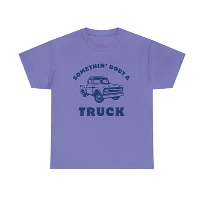 Somethin' Bout a Truck - Navy Pickup // Unisex Heavy Cotton Tee - Perfect for Truck Lovers