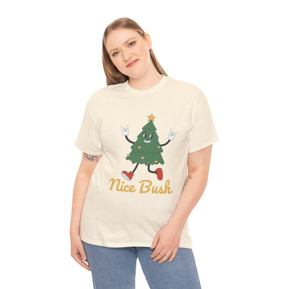 Funny Christmas Tree Tee - 'Nice Bush' Unisex Heavy Cotton T-Shirt