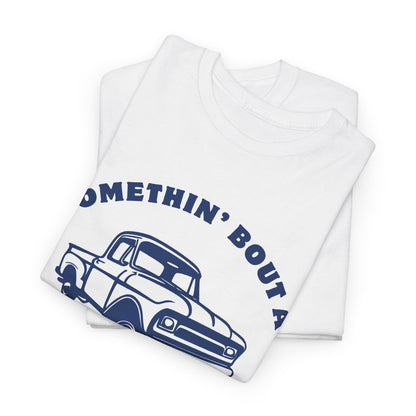 Somethin' Bout a Truck - Navy Pickup // Unisex Heavy Cotton Tee - Perfect for Truck Lovers