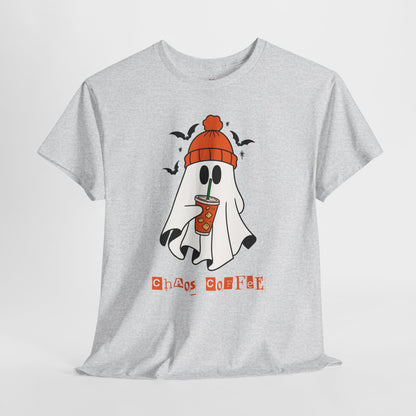 Ghostly Chill Unisex Heavy Cotton Tee, Halloween Shirt, Casual Wear, Fall Fashion, Cute Ghost Tee, Spooky Vibes