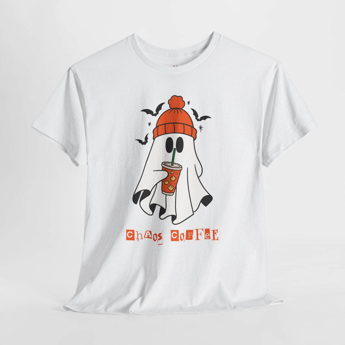 Ghostly Chill Unisex Heavy Cotton Tee, Halloween Shirt, Casual Wear, Fall Fashion, Cute Ghost Tee, Spooky Vibes