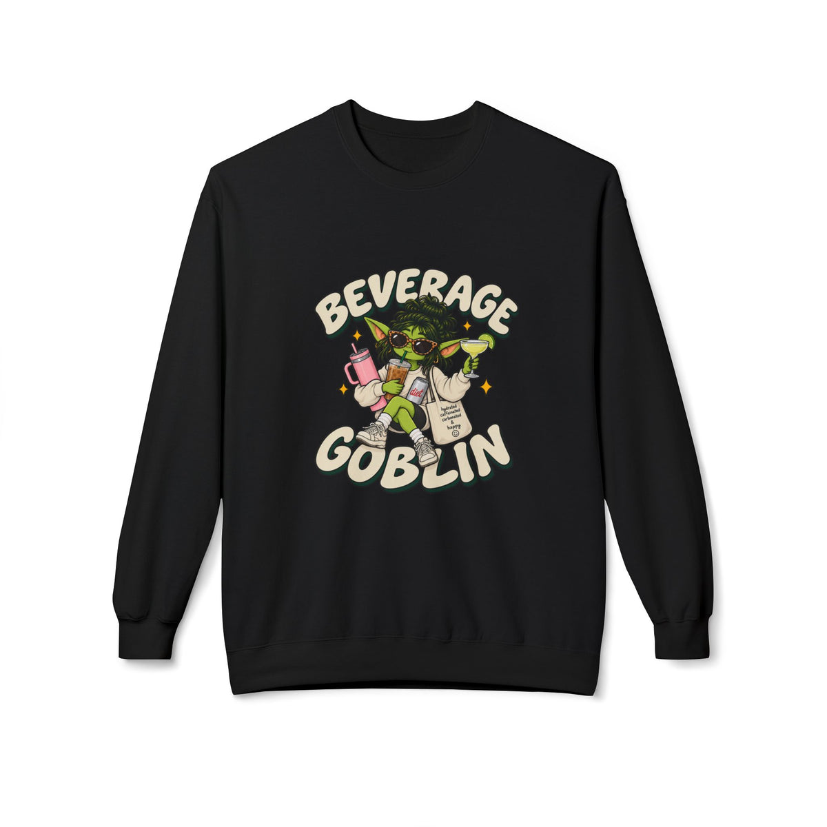 Beverage Goblin T-Shirt — Cute Retro Drink Lover Crew Neck Sweatshirt