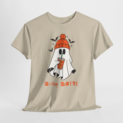 Ghostly Chill Unisex Heavy Cotton Tee, Halloween Shirt, Casual Wear, Fall Fashion, Cute Ghost Tee, Spooky Vibes