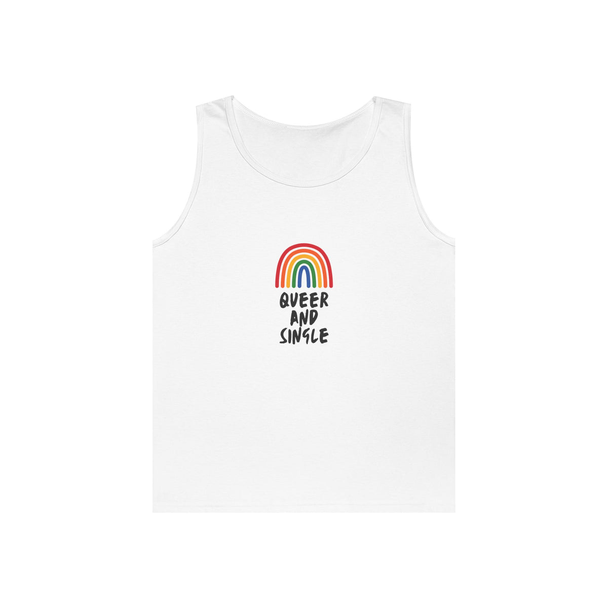 Queer and Single Rainbow // Unisex Heavy Cotton Tank Top