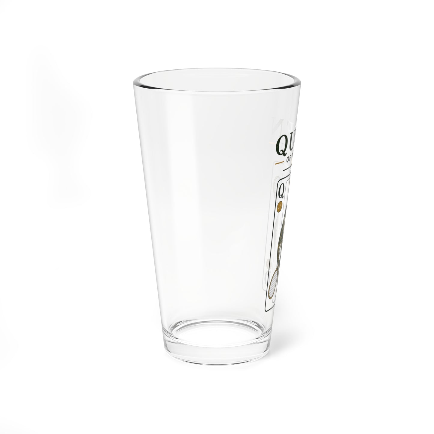 Tennis- Queen of the Court - Vintage Playing Card  - 16oz Mixing Glass – Cocktail Shaker Glass or Beer Pint Glass