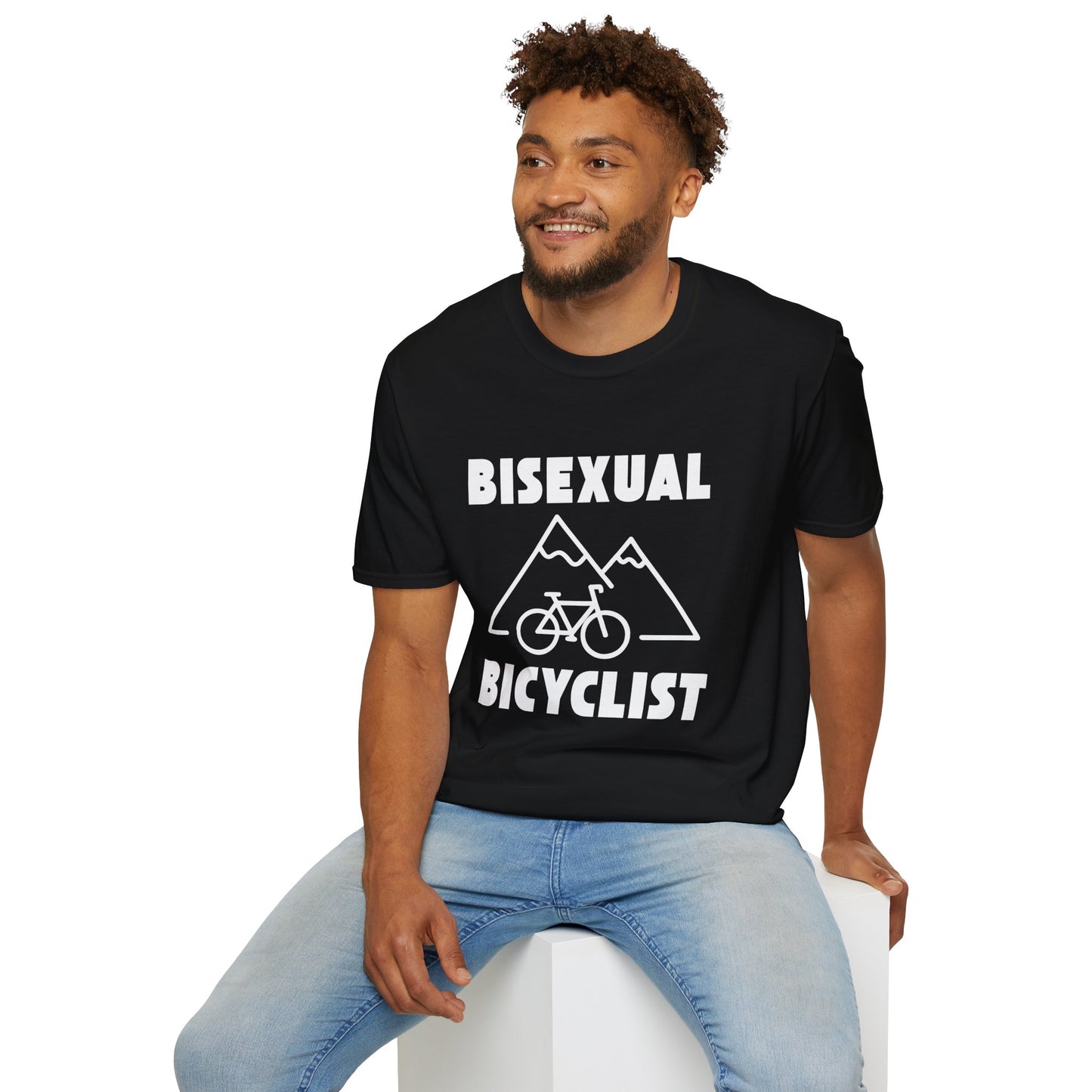 Bisexual (Mountain) Bicyclist  // Unisex Softstyle T-Shirt