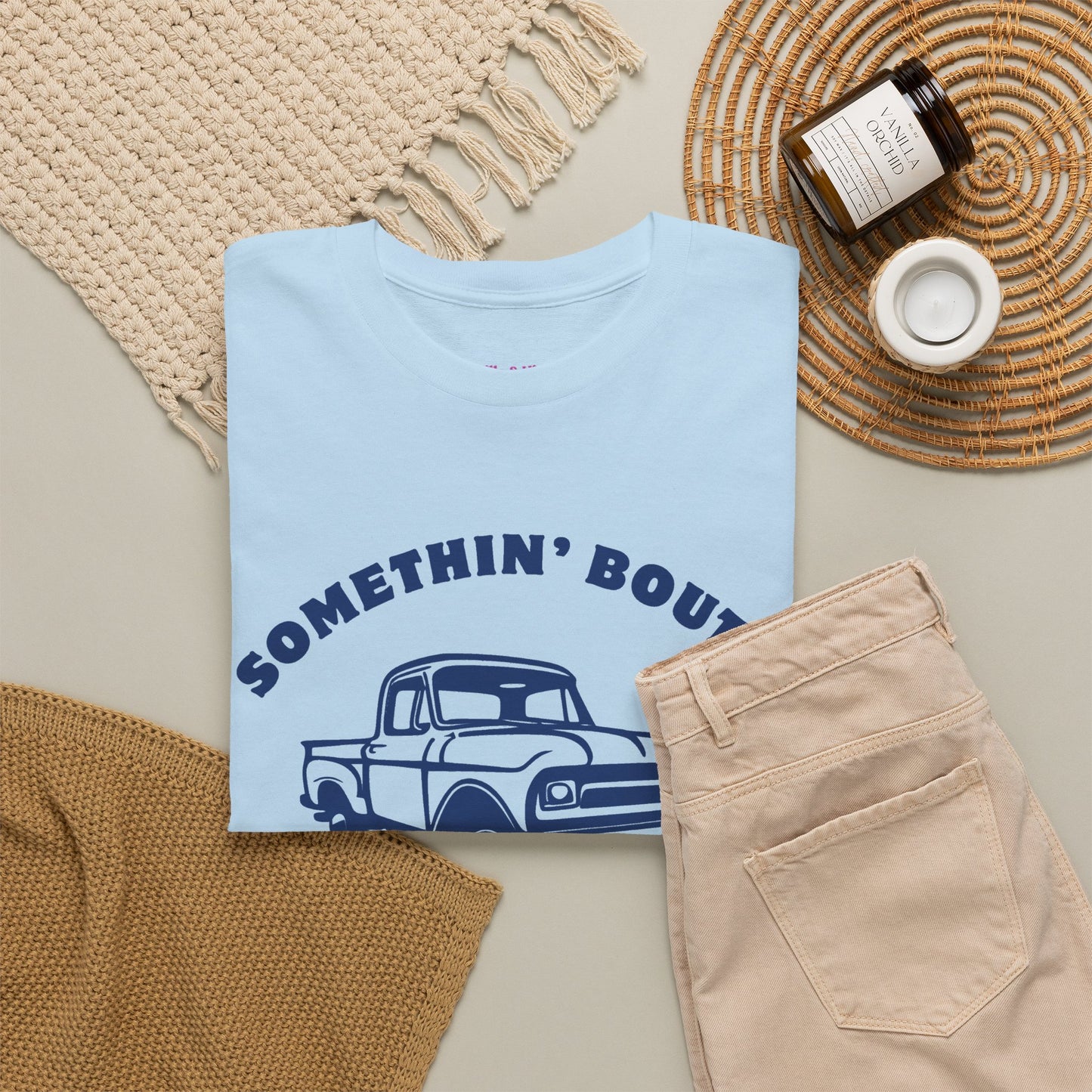 Somethin' Bout a Truck - Navy Pickup // Unisex Heavy Cotton Tee - Perfect for Truck Lovers